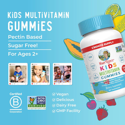 MaryRuth Organics Kids Vitamins | Multi | Sugar Free | 2 Month Supply | Kids Multivitamin Gummies for Ages 2+ | Vegan | Only 1 Gummy a Day | 60 Count