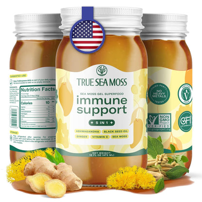 TrueSeaMoss Sea Moss Gel – Made in USA – Wildcrafted Seamoss, Fresh Fruits & Sea Vegetables – Apple/Cinnamon, Pack of 1 (Labels may Vary)