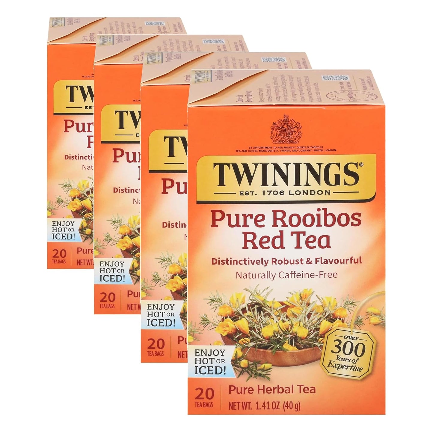 Twinings Mango & Pineapple Herbal Tea Individually Wrapped Bags, 20 Count (Pack of 6), Naturally Caffeine-Free, Enjoy Hot or Iced, 120 Teabags