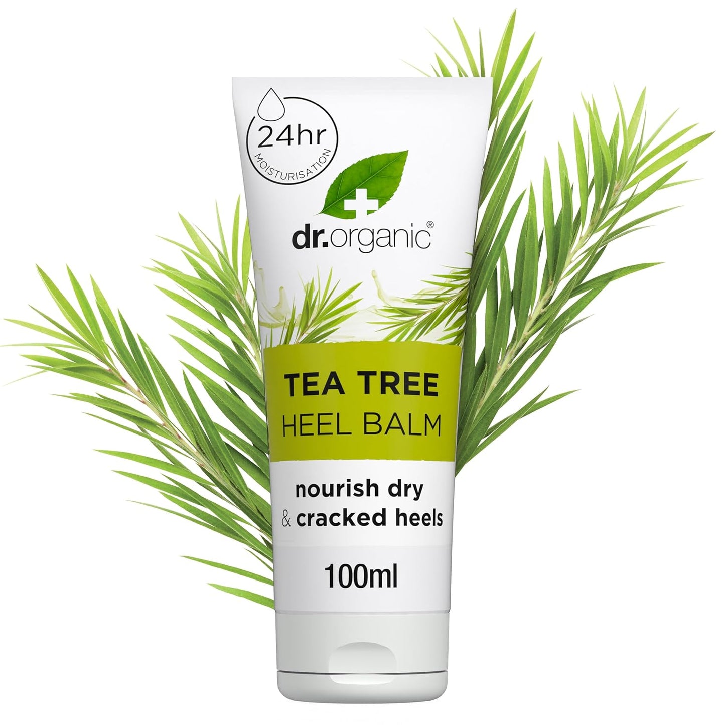Dr Organic Tea Tree Heel Balm, for Dry & Cracked Feet, Cleansing, with Natural Sunflower Oil, Vegan, Cruelty Free, Paraben & SLS Free, Certified Organic, 100 ml