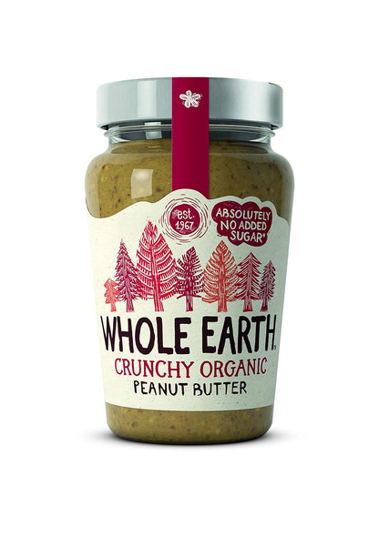 Whole Earth Crunchy Organic Peanut Butter, 340 g Jar, Original Nut Spread Made with All Natural Ingredients, No Added Sugar, Gluten Free, Vegetarian & Vegan Friendly