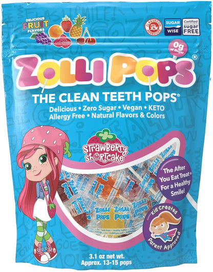 Zollipops Clean Teeth Lollipops - AntiCavity Sugar Free Candy for a Healthy Smile Great for Kids, Diabetics and Keto Diet. Natural Fruit Variety, 3.1 Ounce