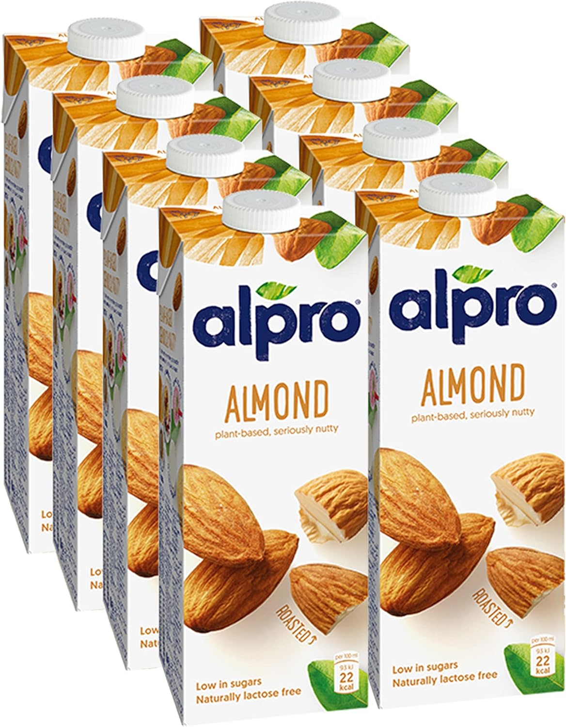 Alpro Almond Plant-Based Long Life Drink, Vegan & Dairy Free, 1L (Pack of 8)