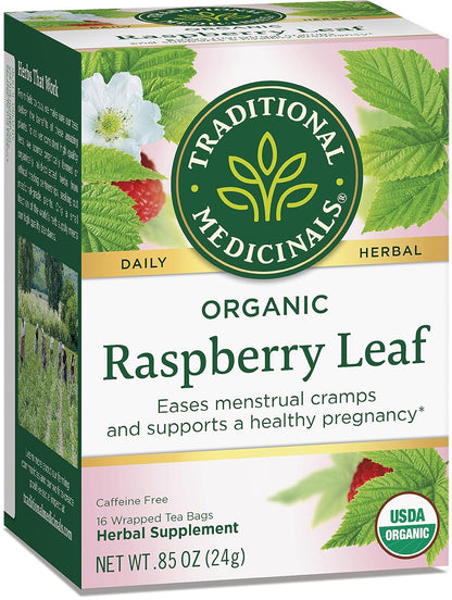 Traditional Medicinals Tea, Organic Raspberry Leaf, Eases Menstrual Cramps, Supports a Healthy Pregnancy, 16 Tea Bags