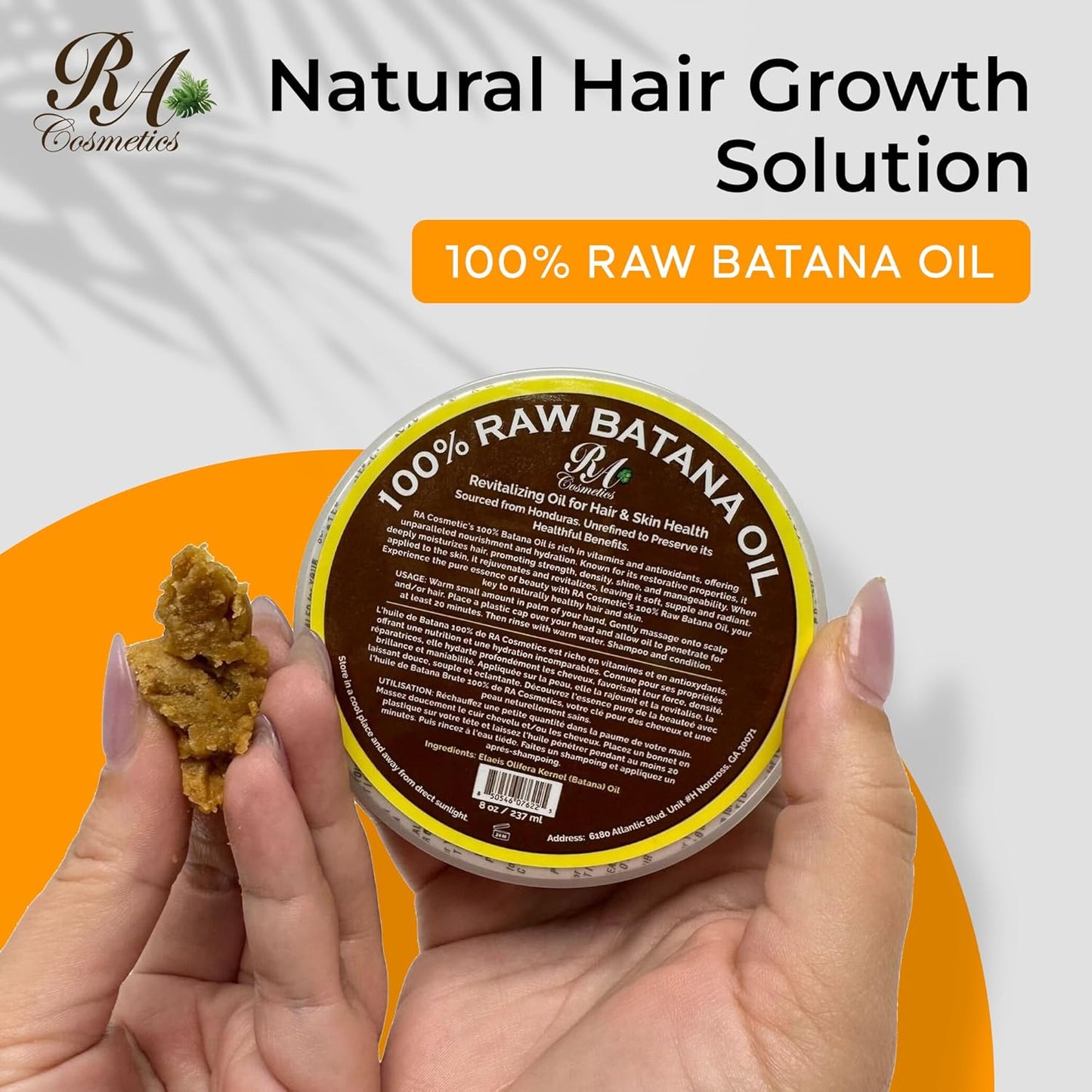 RA COSMETICS 100% Natural Unrefined Batana Hair Oil for Growth, Repair & Strength | 8 oz Nourishing Moisturizer for Damaged Hair from Honduras