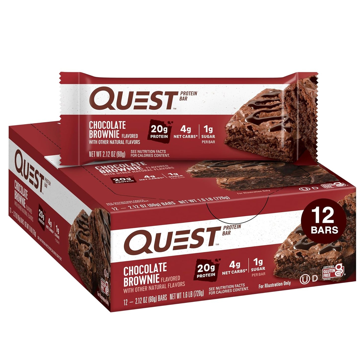 Quest Nutrition Apple Pie Protein Bar, 20g Protein, 4g Net Carbs, 2g Sugar, Gluten Free, Keto Friendly, 12 Count