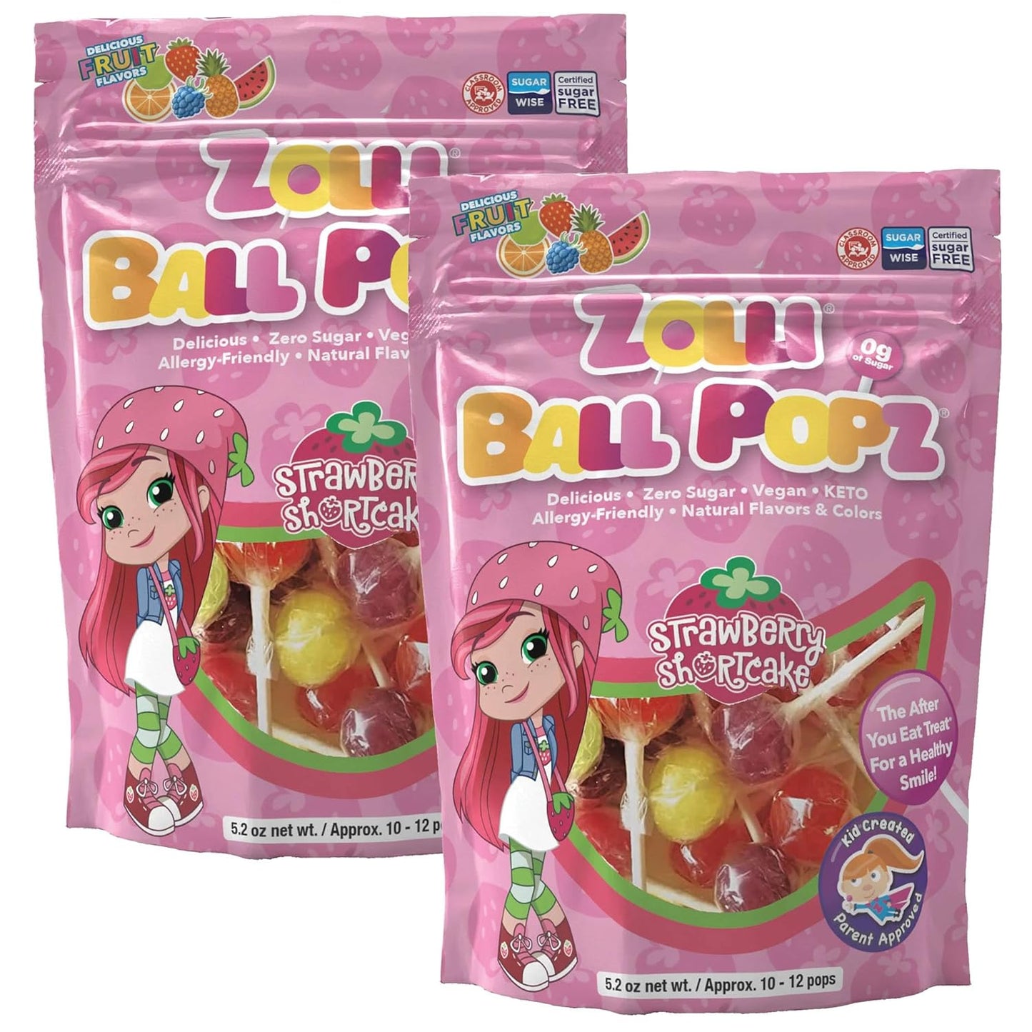 Zollipops Cherry-Pineapple Duo Pops - Sugar-Free, Allergy-Free, Vegan, KETO & Diabetic Friendly, Clean Teeth Candy, Red-Yellow - Enjoy the Dynamic Duo of Cherry and Pineapple