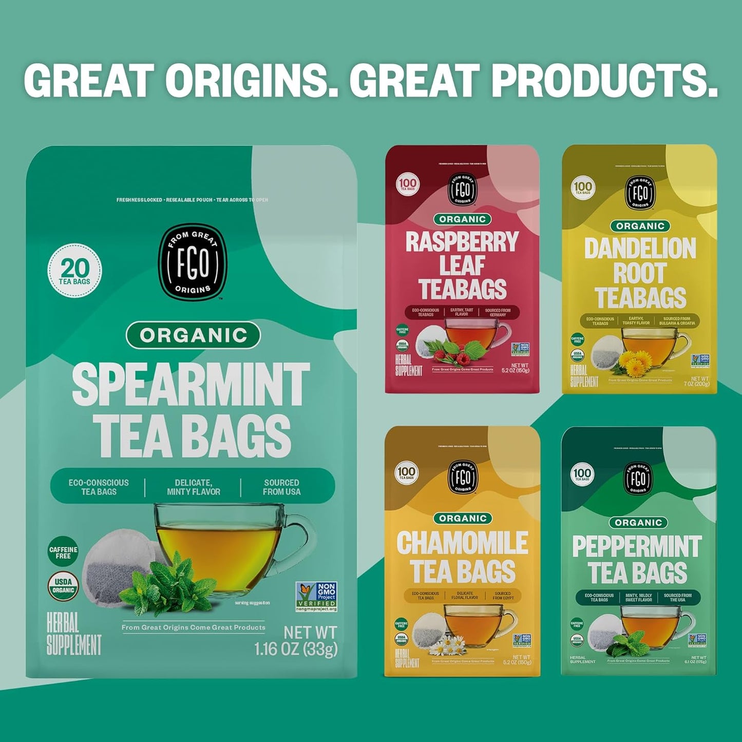 FGO Organic White Tea, Eco-Conscious Tea Bags, Packaging May Vary, 100 Count (Pack of 1)