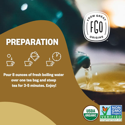 FGO Organic Nettle Leaf Tea, 100 Count, Eco-Conscious Tea Bags, Caffeine Free, Resealable Bag, Packaging May Vary (Pack of 1)