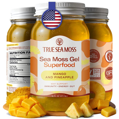 TrueSeaMoss Sea Moss Gel – Made in USA – Wildcrafted Seamoss, Dried Seaweed & Jarred Vegetables – Original, Pack of 1 (Labels may Vary)