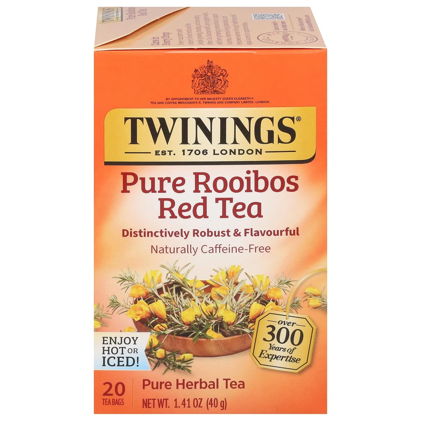 Twinings Mango & Pineapple Herbal Tea Individually Wrapped Bags, 20 Count (Pack of 6), Naturally Caffeine-Free, Enjoy Hot or Iced, 120 Teabags