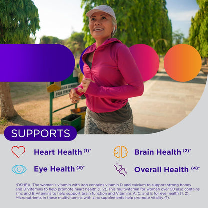 Centrum Silver Women's Multivitamin for Women 50 Plus, Multivitamin/Multimineral Supplement with Vitamin D3, B Vitamins, Non-GMO Ingredients, Supports Memory and Cognition in Older Adults - 100 Ct