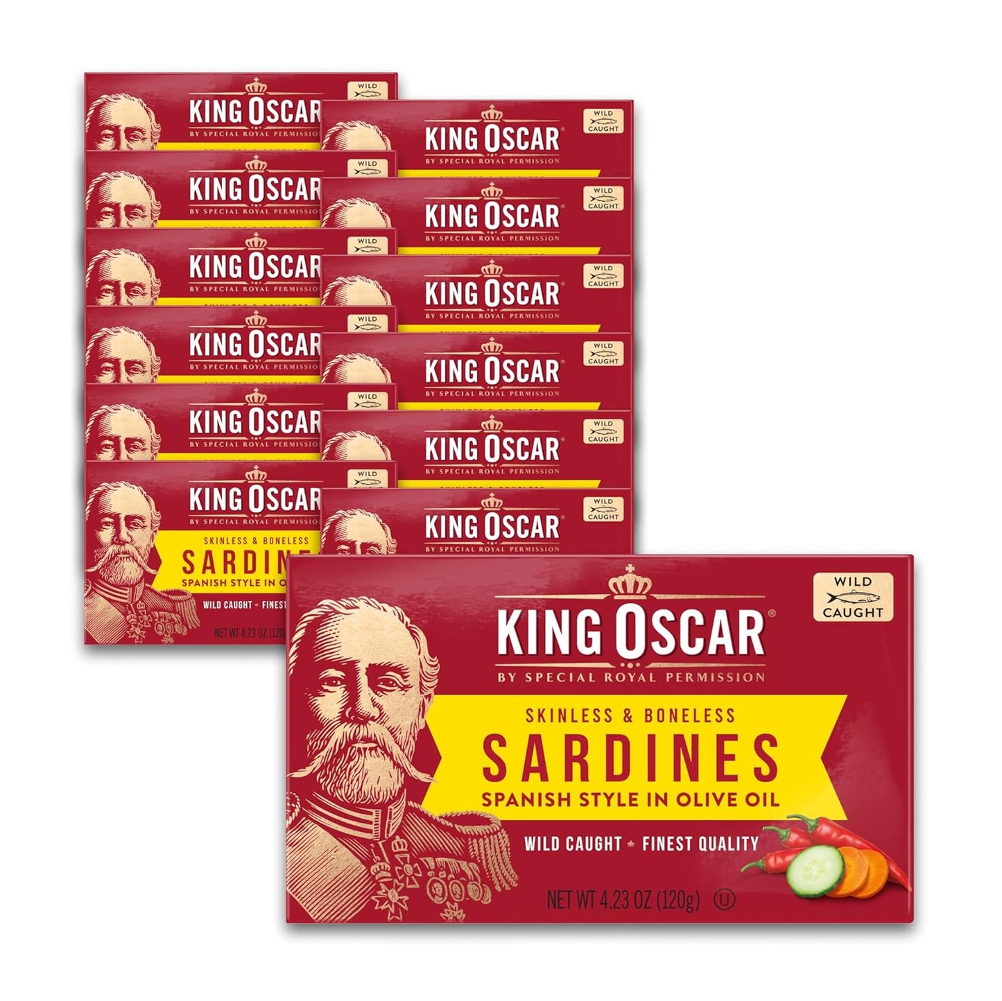 King Oscar Sardines in Water, 4.23 Ounce Cans (Pack of 1( Packaging May Vary), Skinless & Boneless, Wild Caught Canned Sardines, Low Sodium
