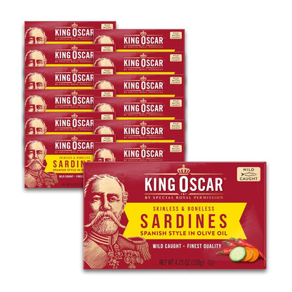 King Oscar Sardines in Water, 4.23 Ounce Cans (Pack of 1( Packaging May Vary), Skinless & Boneless, Wild Caught Canned Sardines, Low Sodium