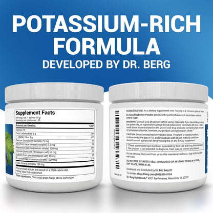 Dr. Berg Zero Sugar Hydration Keto Electrolyte Powder - Enhanced w/ 1000 mg of Potassium & Real Pink Himalayan Salt (NOT Table Salt) - Lemonade Flavor Hydration Drink Mix Supplement - 100 Servings