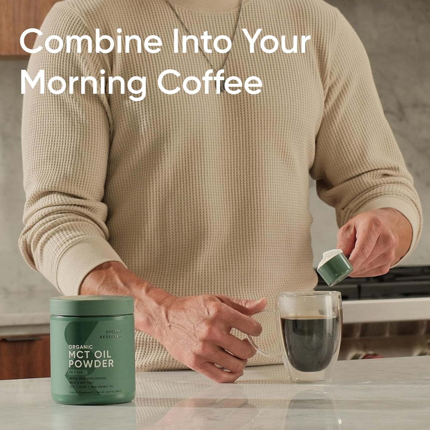 Sports Research Keto MCT Oil from Organic Coconuts - Fatty Acid Fuel for Body + Brain - Single Ingredient C8 Caprylic Acid - Perfect in Coffee, Tea, & More - Non-GMO & Vegan - Unflavored (16 Oz)