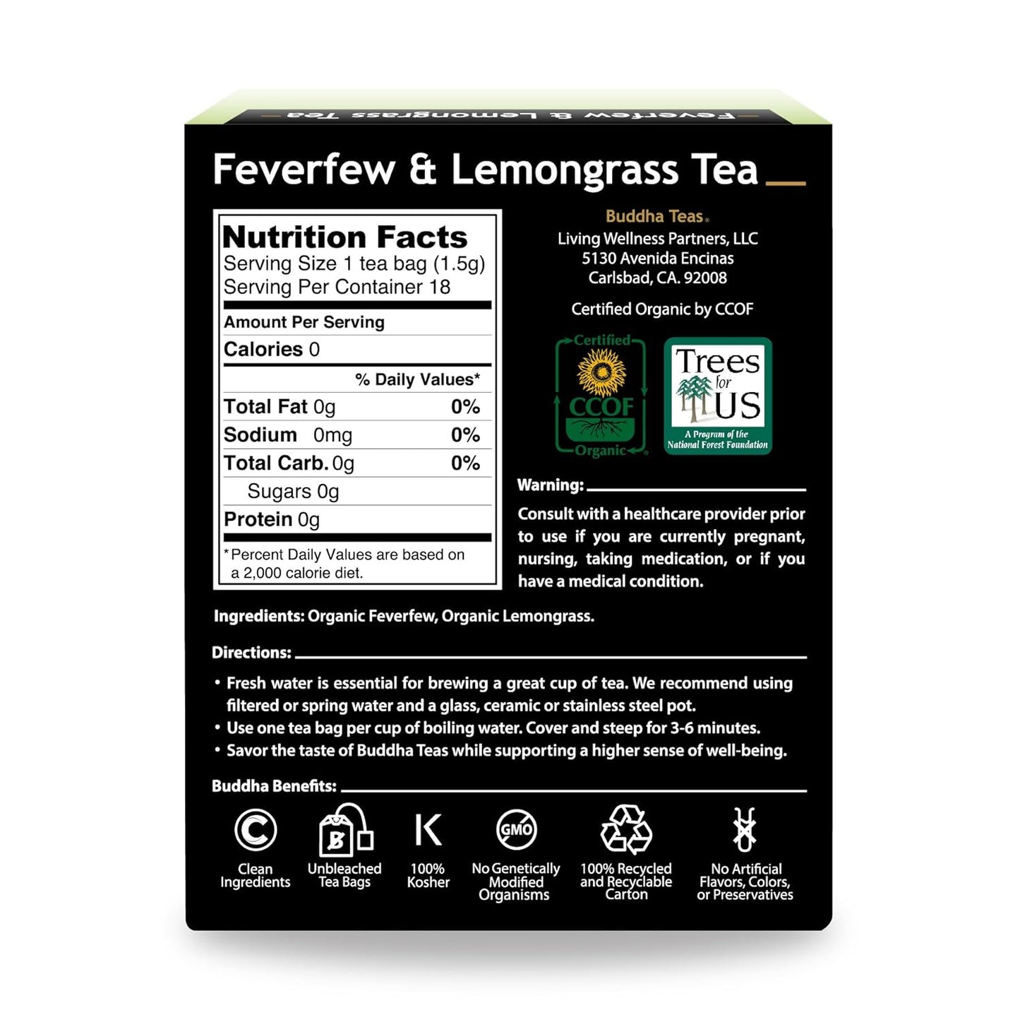 Buddha Teas - Chaga Tea - Organic Herbal Tea - For Cognitive Balance & Overall Health - With Chaga Mushroom, Antioxidants & B Vitamins - Caffeine Free - OU Kosher - 18 Tea Bags (Pack of 1)