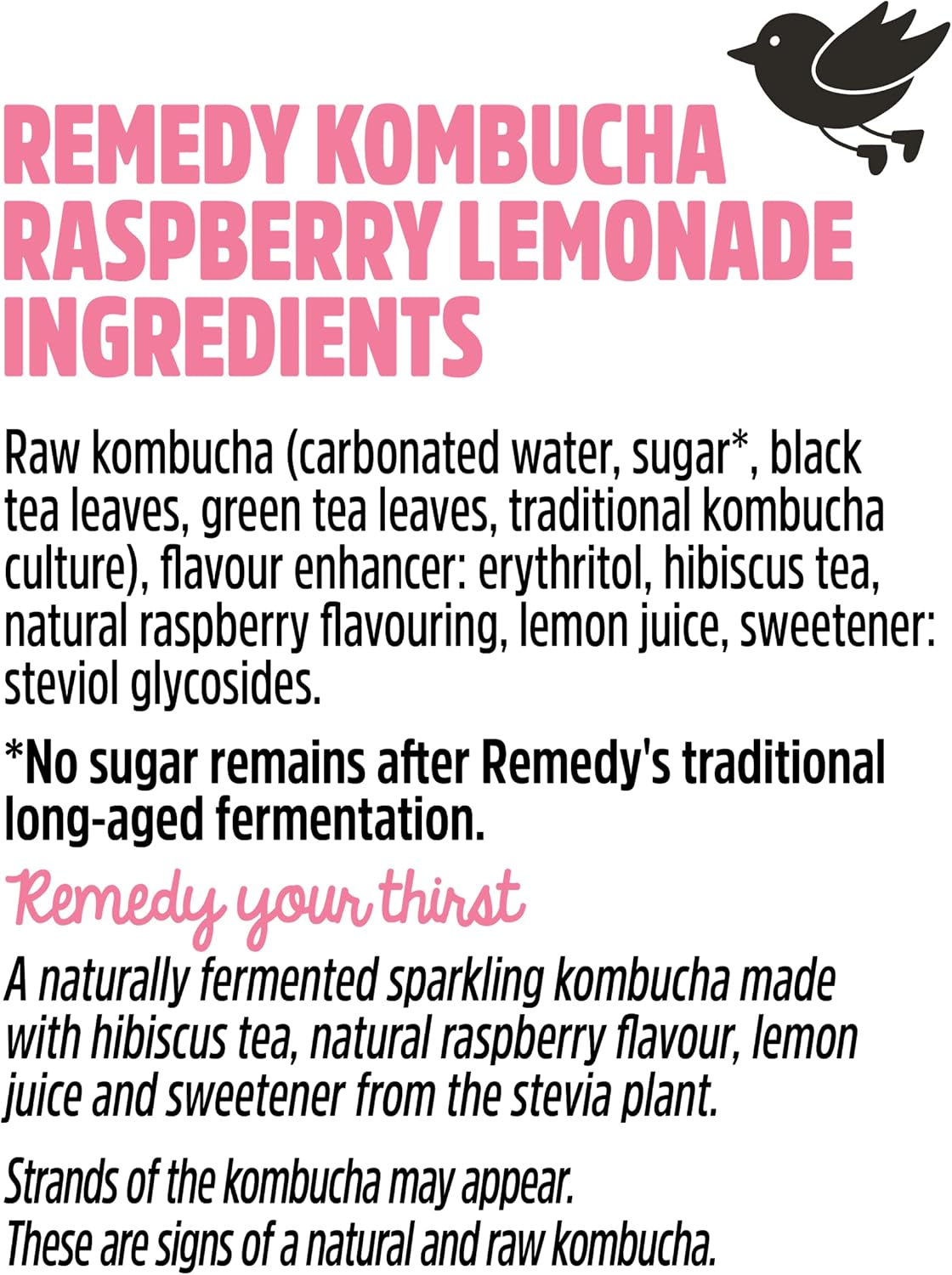 Remedy Kombucha - Raspberry Lemonade - 250ml