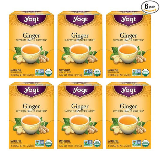 Yogi Tea - Ginger Tea - Supports Healthy Digestion - Soothing and Spicy Blend - Caffeine Free - Organic Herbal Tea Bags