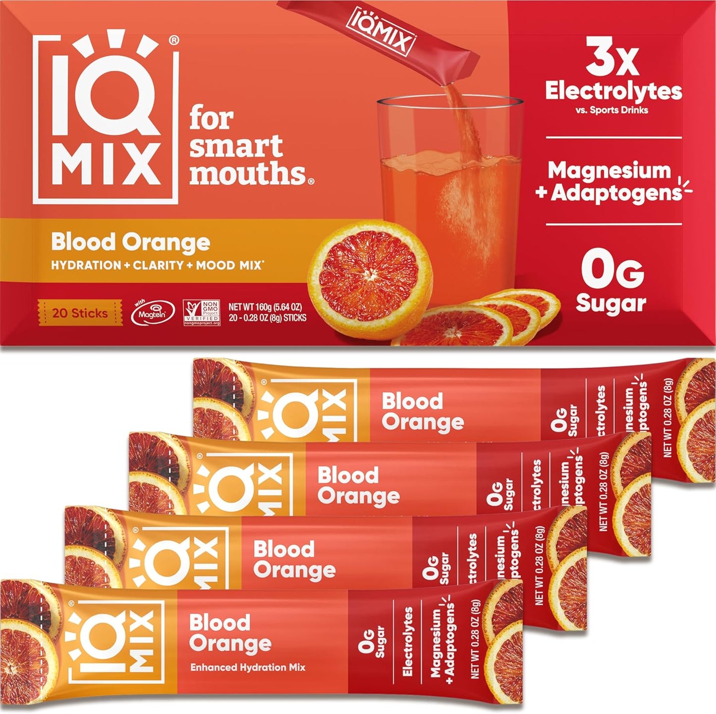 IQMIX Sugar Free Electrolytes Powder Packets - Hydration Supplement Drink Mix with Keto Electrolytes, Lions Mane, Magnesium L-Threonate, and Potassium Citrate - Variety Pack (40 Count)