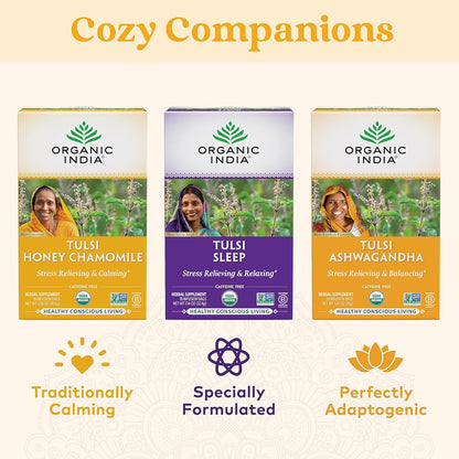 ORGANIC INDIA Tulsi Moringa Tea Bags - Holy Basil, Lemongrass, Moringa Leaves, Stress Relieving & Nourishing, Immune Support Tea, Vegan, Certified Organic, Caffeine-Free - 18 Infusion Bags, 6 Pack