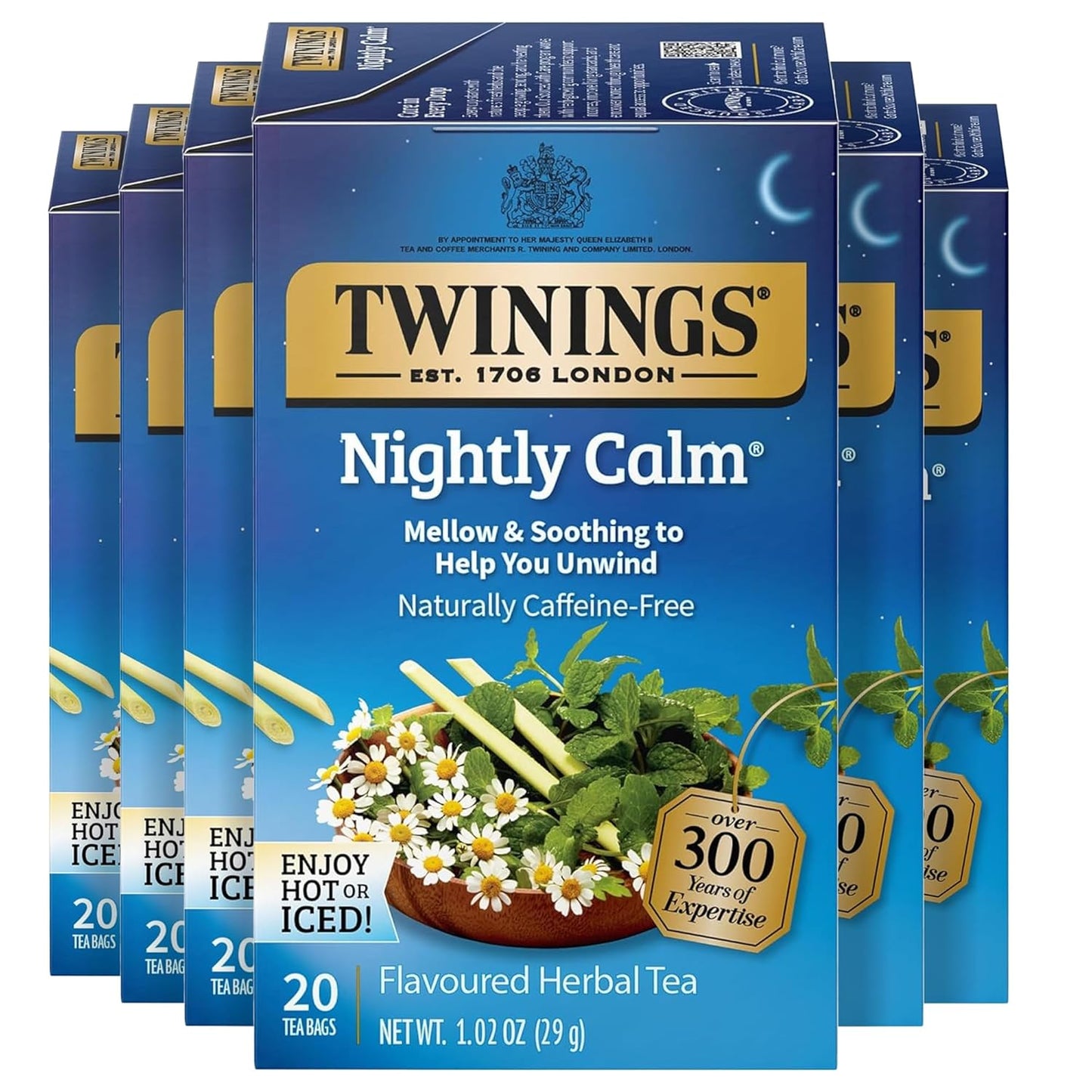 Twinings Mango & Pineapple Herbal Tea Individually Wrapped Bags, 20 Count (Pack of 6), Naturally Caffeine-Free, Enjoy Hot or Iced, 120 Teabags