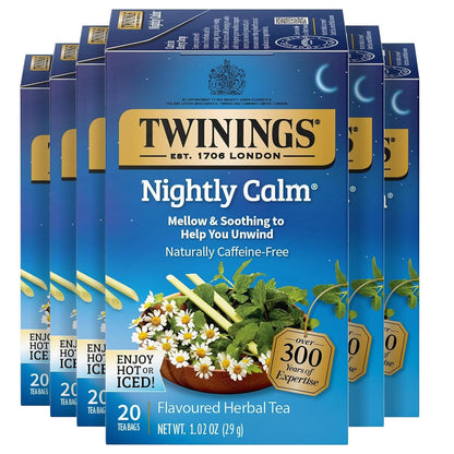 Twinings Mango & Pineapple Herbal Tea Individually Wrapped Bags, 20 Count (Pack of 6), Naturally Caffeine-Free, Enjoy Hot or Iced, 120 Teabags