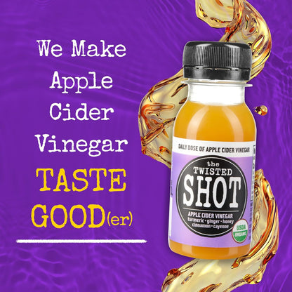 The Twisted Shot | Organic Apple Cider Vinegar Wellness Shots with Ginger, Turmeric, Honey, Cinnamon and Cayenne | Digestion, Immunity and Gut Health Support | Ready to Drink | , 2 oz Mini Bottles