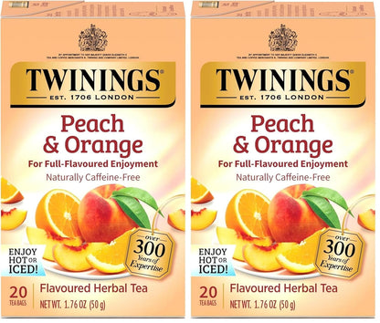 Twinings Mango & Pineapple Herbal Tea Individually Wrapped Bags, 20 Count (Pack of 6), Naturally Caffeine-Free, Enjoy Hot or Iced, 120 Teabags