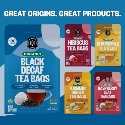FGO Organic Nettle Leaf Tea, 100 Count, Eco-Conscious Tea Bags, Caffeine Free, Resealable Bag, Packaging May Vary (Pack of 1)