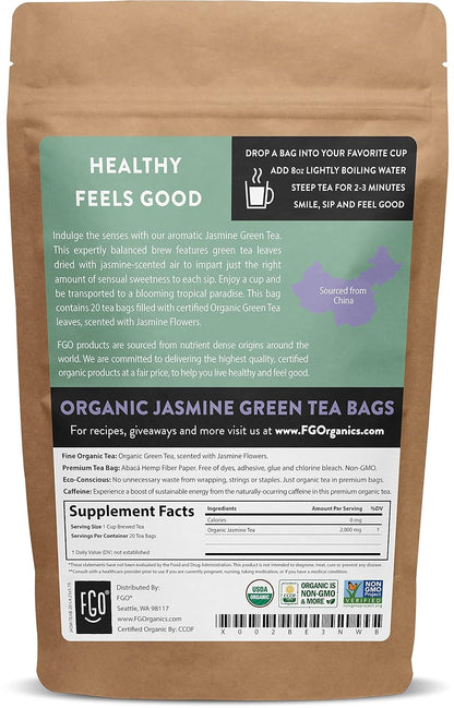 FGO Organic Nettle Leaf Tea, 100 Count, Eco-Conscious Tea Bags, Caffeine Free, Resealable Bag, Packaging May Vary (Pack of 1)