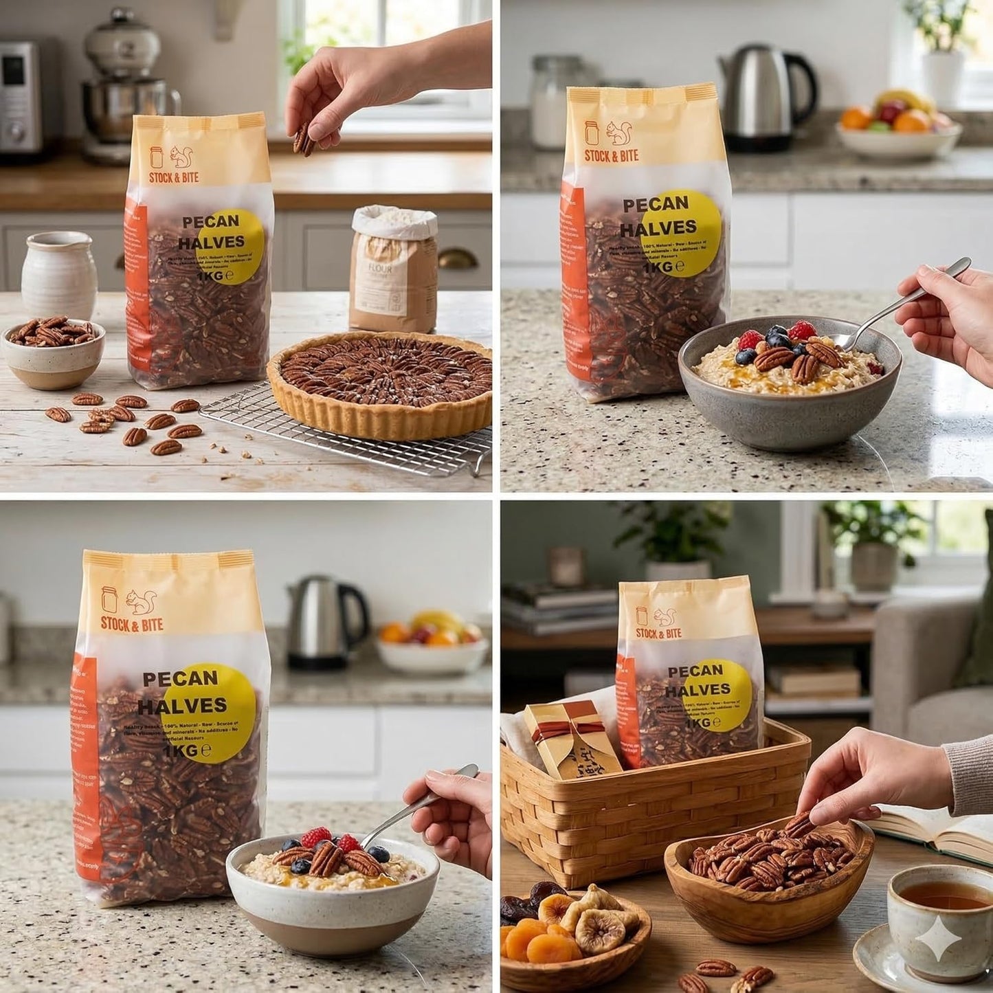 Wholefood Earth Pecan Halves 1kg - Premium Buttery Flavour | Rich in Healthy Fats & Minerals | No Salt | Vegan | Stock & Bite