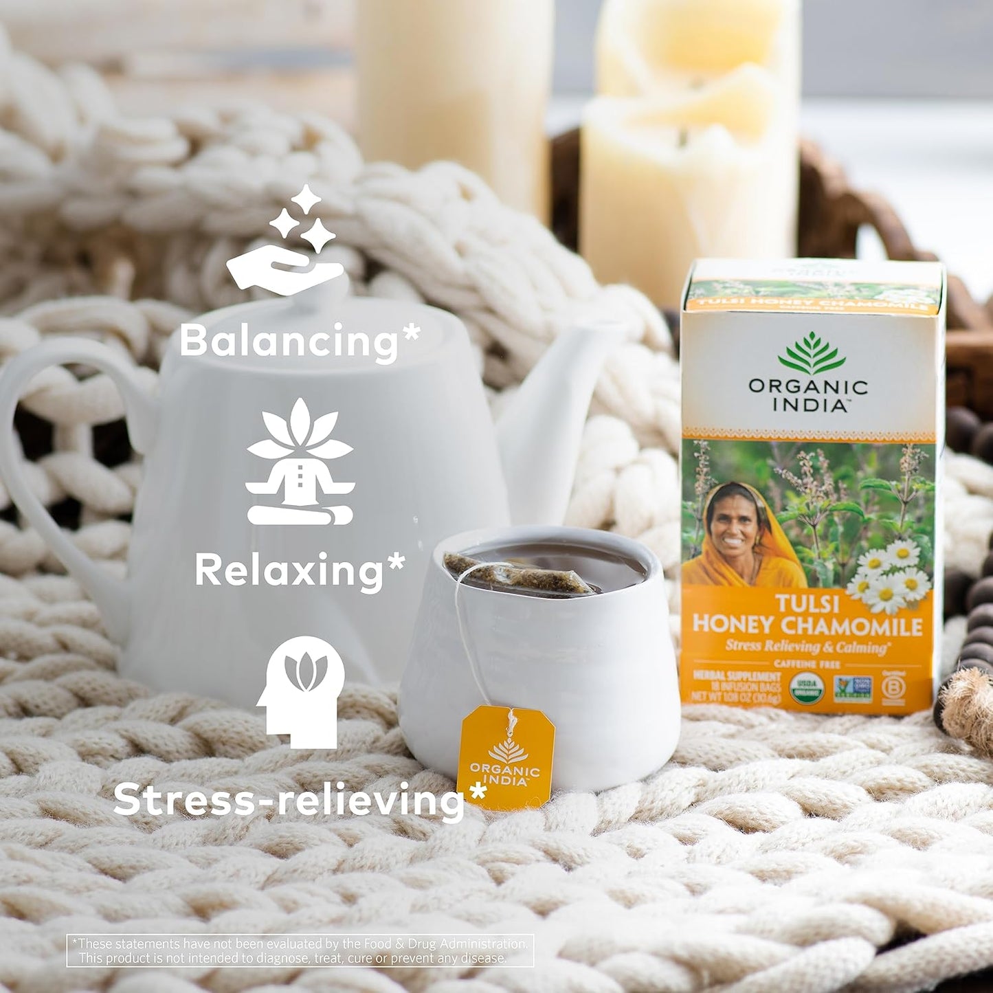 ORGANIC INDIA Tulsi Moringa Tea Bags - Holy Basil, Lemongrass, Moringa Leaves, Stress Relieving & Nourishing, Immune Support Tea, Vegan, Certified Organic, Caffeine-Free - 18 Infusion Bags, 6 Pack