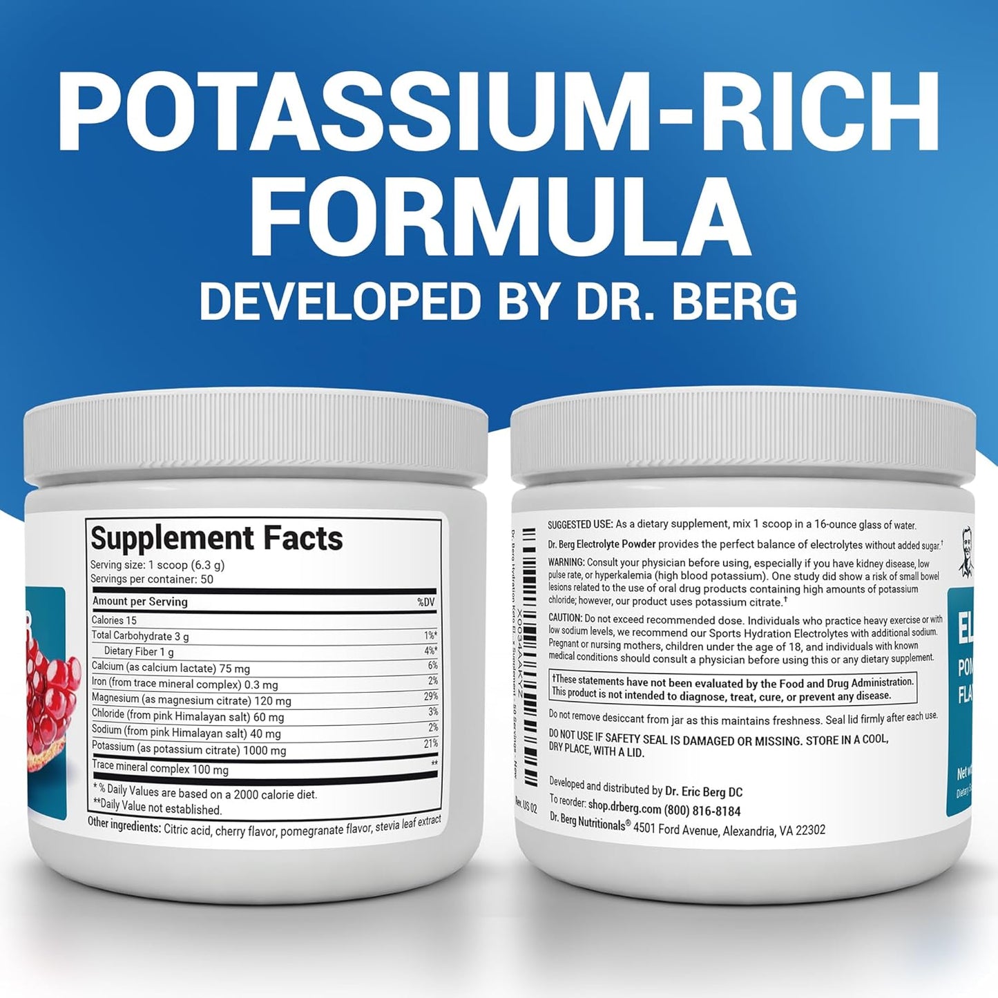 Dr. Berg Zero Sugar Hydration Keto Electrolyte Powder - Enhanced w/ 1000 mg of Potassium & Real Pink Himalayan Salt (NOT Table Salt) - Lemonade Flavor Hydration Drink Mix Supplement - 100 Servings
