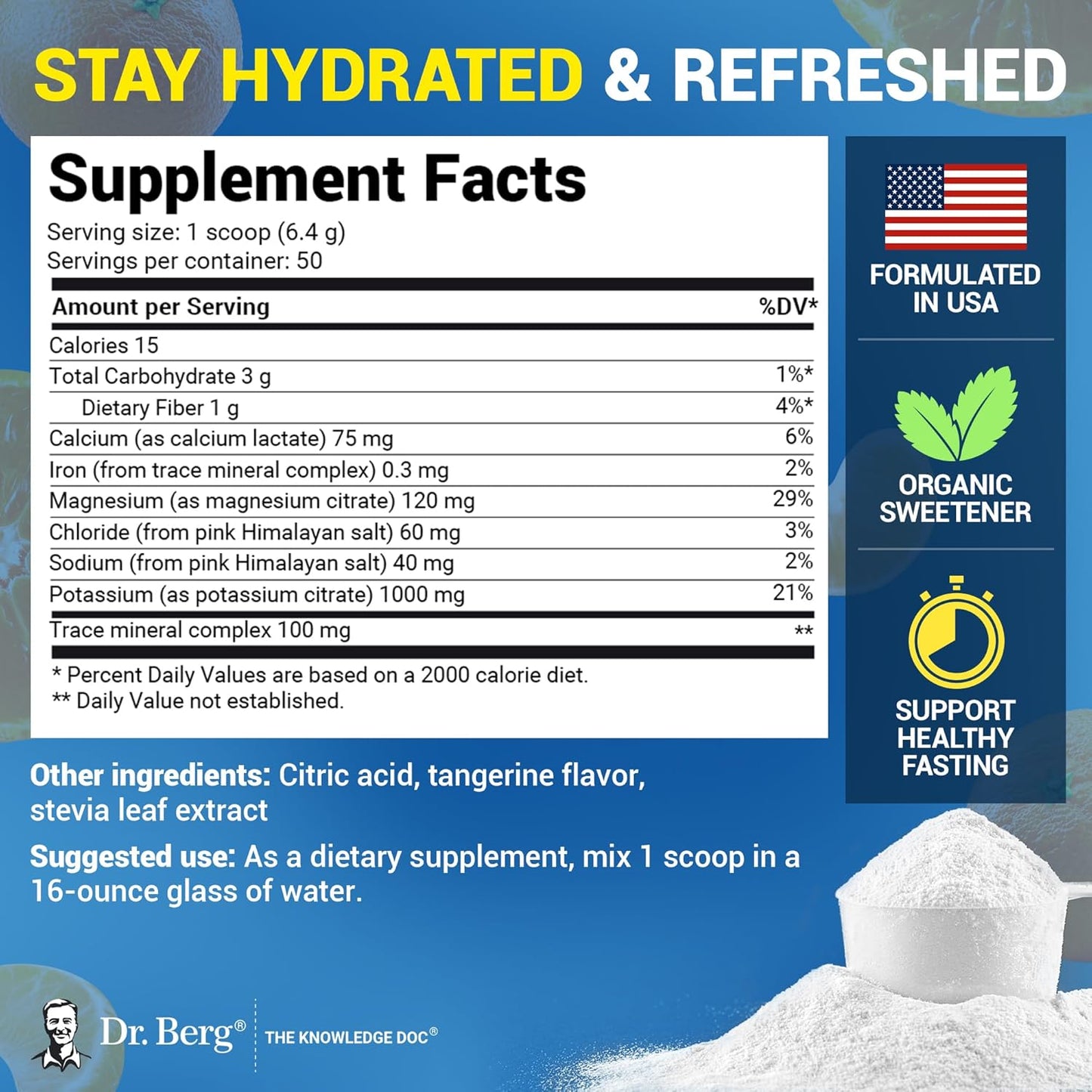 Dr. Berg Zero Sugar Hydration Keto Electrolyte Powder - Enhanced w/ 1000 mg of Potassium & Real Pink Himalayan Salt (NOT Table Salt) - Lemonade Flavor Hydration Drink Mix Supplement - 100 Servings