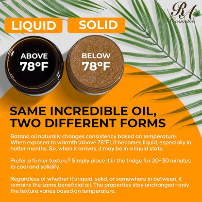 RA COSMETICS 100% Natural Unrefined Batana Hair Oil for Growth, Repair & Strength | 8 oz Nourishing Moisturizer for Damaged Hair from Honduras