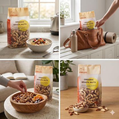 Wholefood Earth Organic Brazil Nuts 1kg - Premium Whole | Rich in Selenium | High Protein | No Salt | Vegan | Stock & Bite