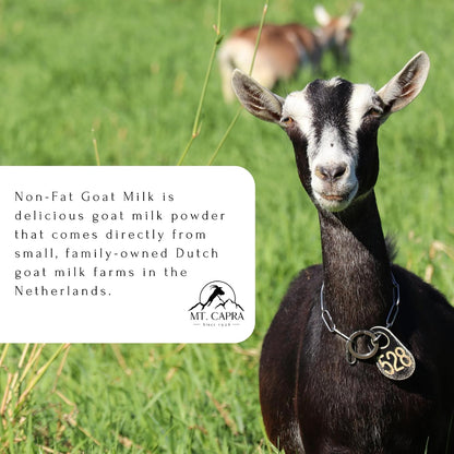 Mt. Capra Non-Fat Goat Milk | Powder from Non-GMO, Grass-Fed Goats, Creamy, Great Tasting, Easy to Digest, A2 Milk | 16 Servings - 1 Pound