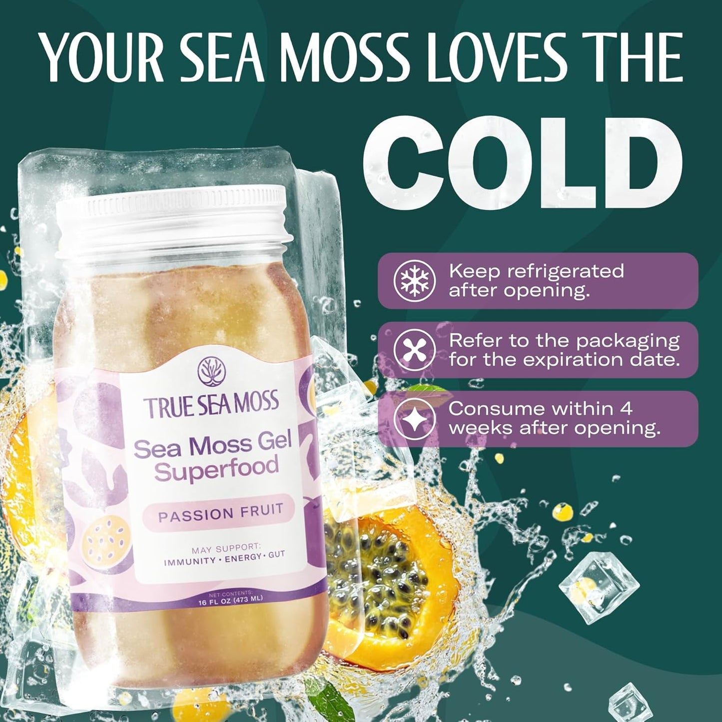 TrueSeaMoss Sea Moss Gel – Limited Edition – Made in USA – Wildcrafted Seamoss, Fresh Fruits & Sea Vegetables – Cherry, Pack of 1 (Labels May Vary)
