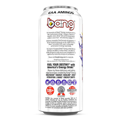 Bang Energy Nectarine Blueberry, Sugar-Free Energy Drink , 16-Ounce.