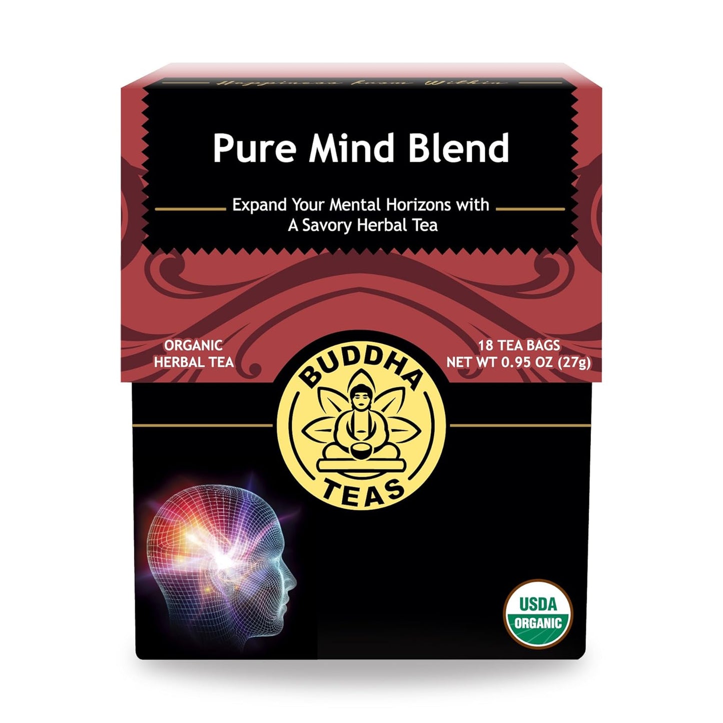 Buddha Teas - Chaga Tea - Organic Herbal Tea - For Cognitive Balance & Overall Health - With Chaga Mushroom, Antioxidants & B Vitamins - Caffeine Free - OU Kosher - 18 Tea Bags (Pack of 1)