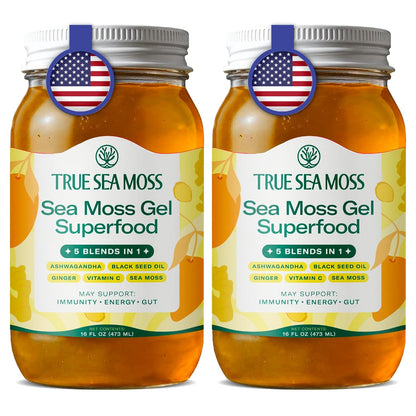TrueSeaMoss Sea Moss Gel – Made in USA – Wildcrafted Seamoss, Dried Seaweed & Jarred Vegetables – Original, Pack of 1 (Labels may Vary)
