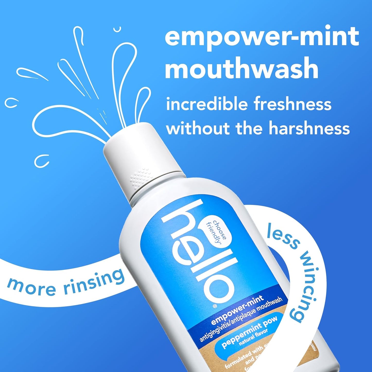 Hello Peace Out Plaque, Antigingivitis Alcohol Free Mouthwash, Natural Mint with Aloe Vera and Coconut Oil, Fluoride Free, Vegan, SLS Free and Gluten Free, 16 Ounce (Pack of 3)