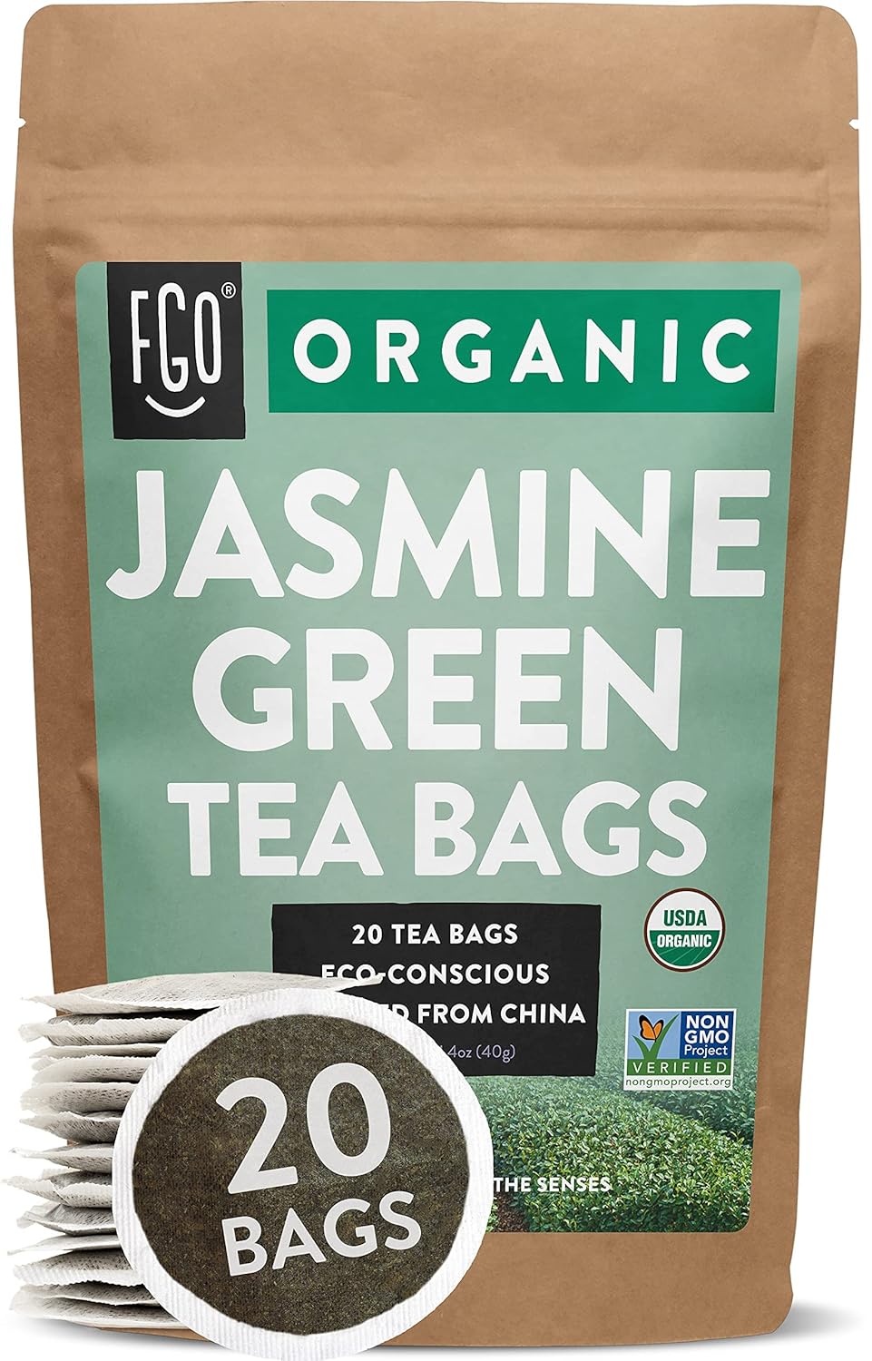 FGO Organic White Tea, Eco-Conscious Tea Bags, Packaging May Vary, 100 Count (Pack of 1)
