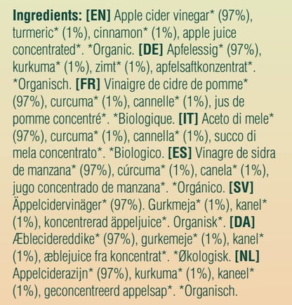 Eat Wholesome Organic Ginger, Turmeric and Chilli Raw Apple Fire Cider Vinegar with The Mother, Glass Bottle in Box, 1L