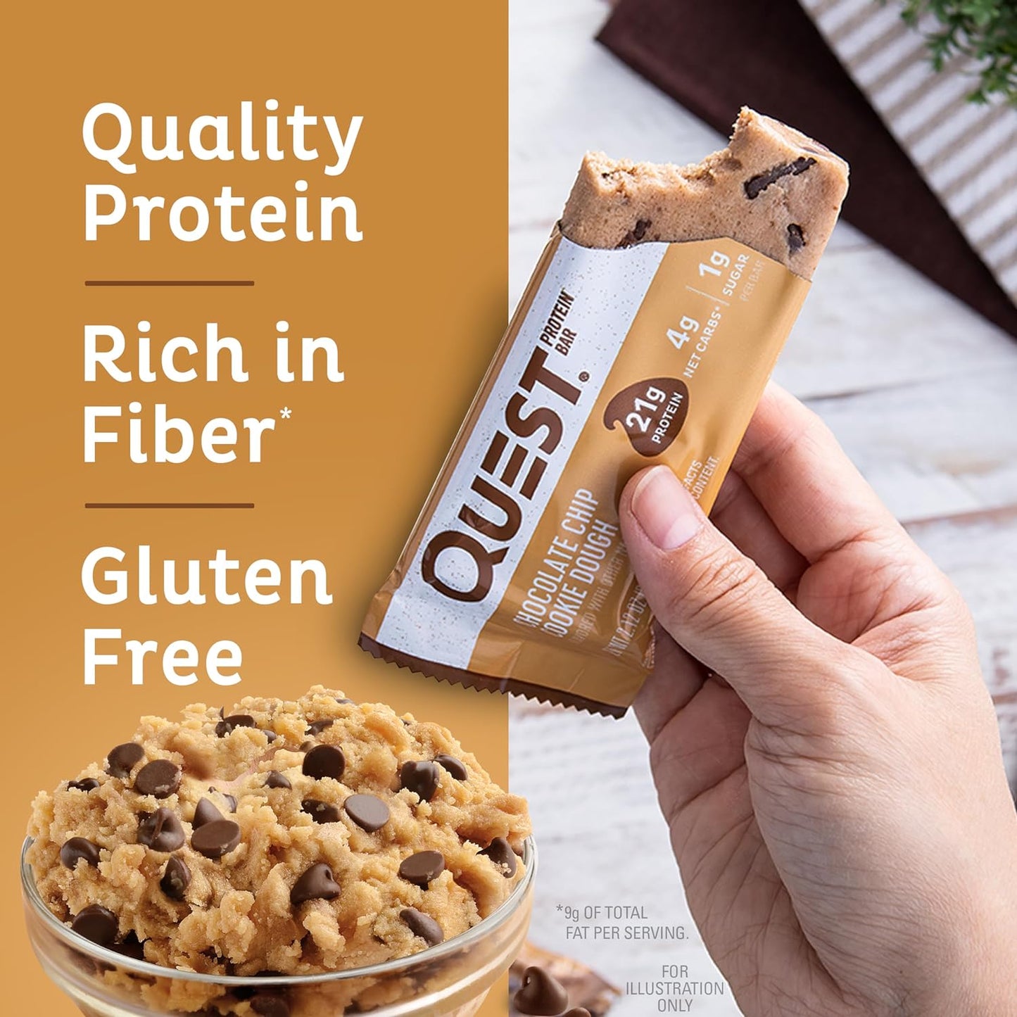 Quest Nutrition Apple Pie Protein Bar, 20g Protein, 4g Net Carbs, 2g Sugar, Gluten Free, Keto Friendly, 12 Count