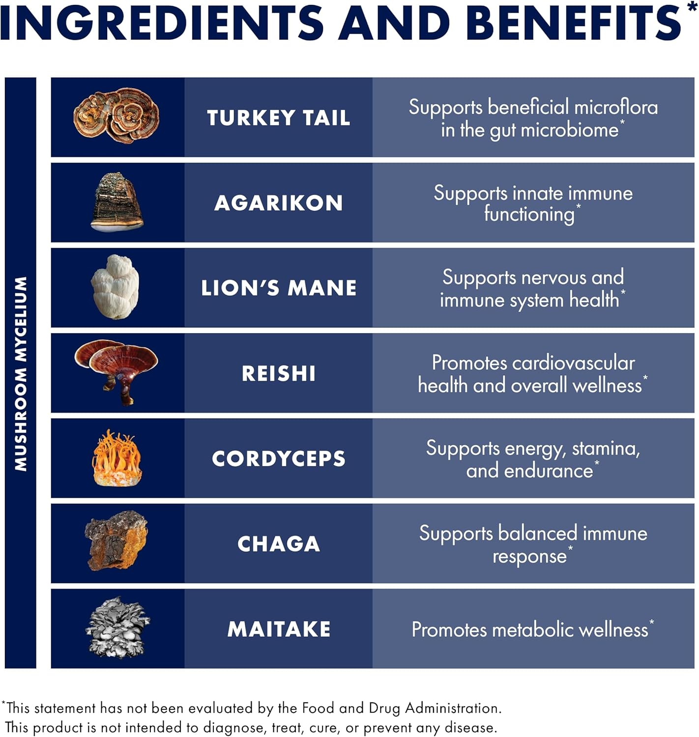 Host Defense MyCommunity Powder - 17 Species Blend Mushroom Supplement for Immune Support - Extract with Lion's Mane, Reishi, Chaga, Cordyceps, Turkey Tail & More - 100g (66 Servings)*