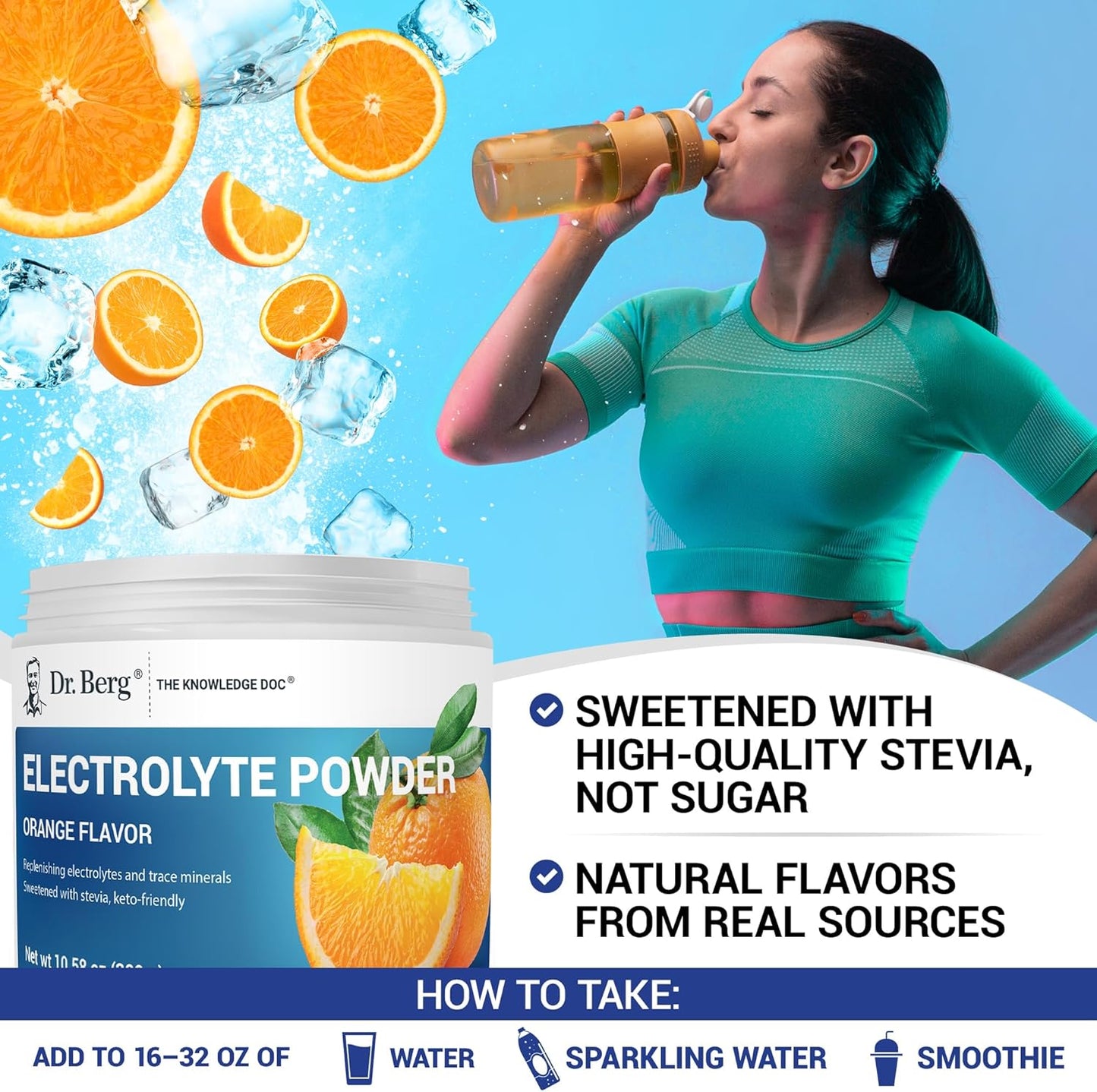 Dr. Berg Zero Sugar Hydration Keto Electrolyte Powder - Enhanced w/ 1000 mg of Potassium & Real Pink Himalayan Salt (NOT Table Salt) - Lemonade Flavor Hydration Drink Mix Supplement - 100 Servings