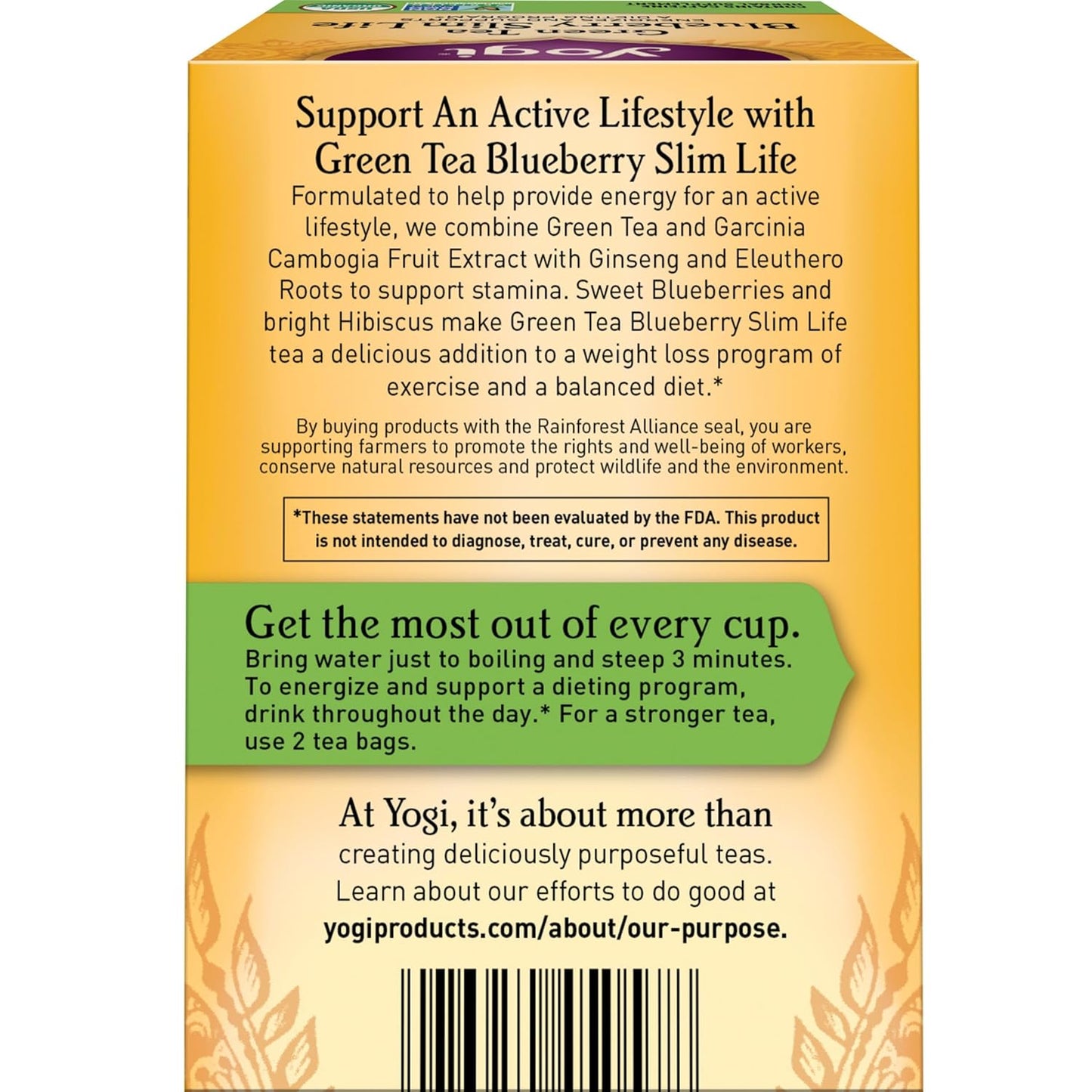 Yogi Tea - Green Tea Blueberry Slim Life (4 Pack) - Energizes and Supports a Dieting Program with Garcinia Cambogia - Contains Caffeine - 64 Organic Tea Bags