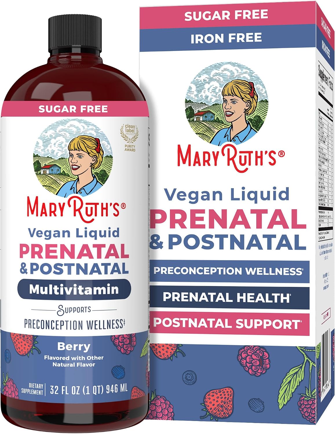 MaryRuth Organics Prenatal & Postnatal Multivitamin for Women | Sugar Free | Formulated for Pre-Conception, Pregnancy & Nursing | Vegan | Non-GMO | Gluten Free | 32oz